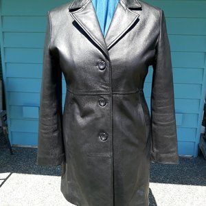 Winlit Women's Leather Trench Coat